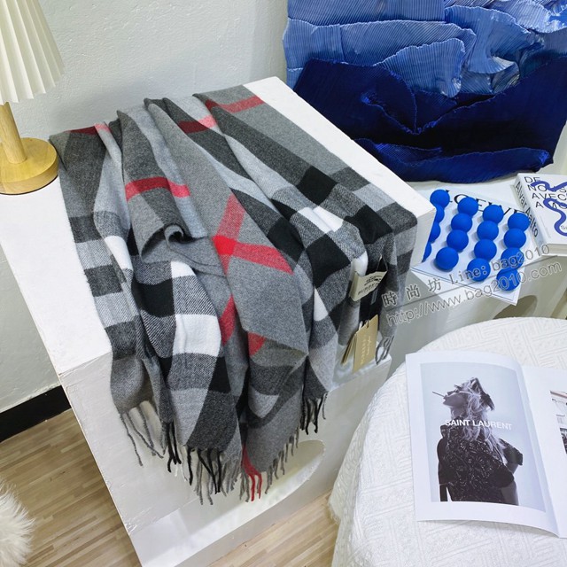 Burberry經典寬格混紡大披肩 經典格子女士圍巾披肩 巴寶莉2021新款羊毛羊絨圍巾  mmj1359